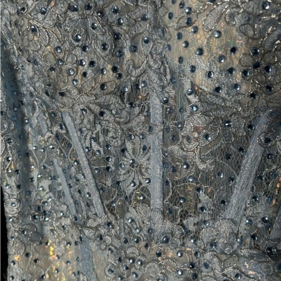 MAC DUGGAL 48910 EMBELLISHED ONE SHOULDER LACE MERMAID POWDER BLUE GOWN  sz 8 - Picture 6 of 7